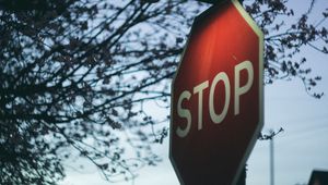 Preview wallpaper sign, stop, lantern, branch