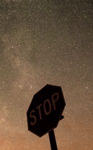 Preview wallpaper sign, stop, milky way, night