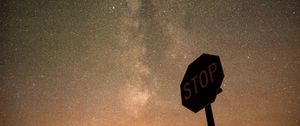 Preview wallpaper sign, stop, milky way, night