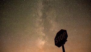 Preview wallpaper sign, stop, milky way, night