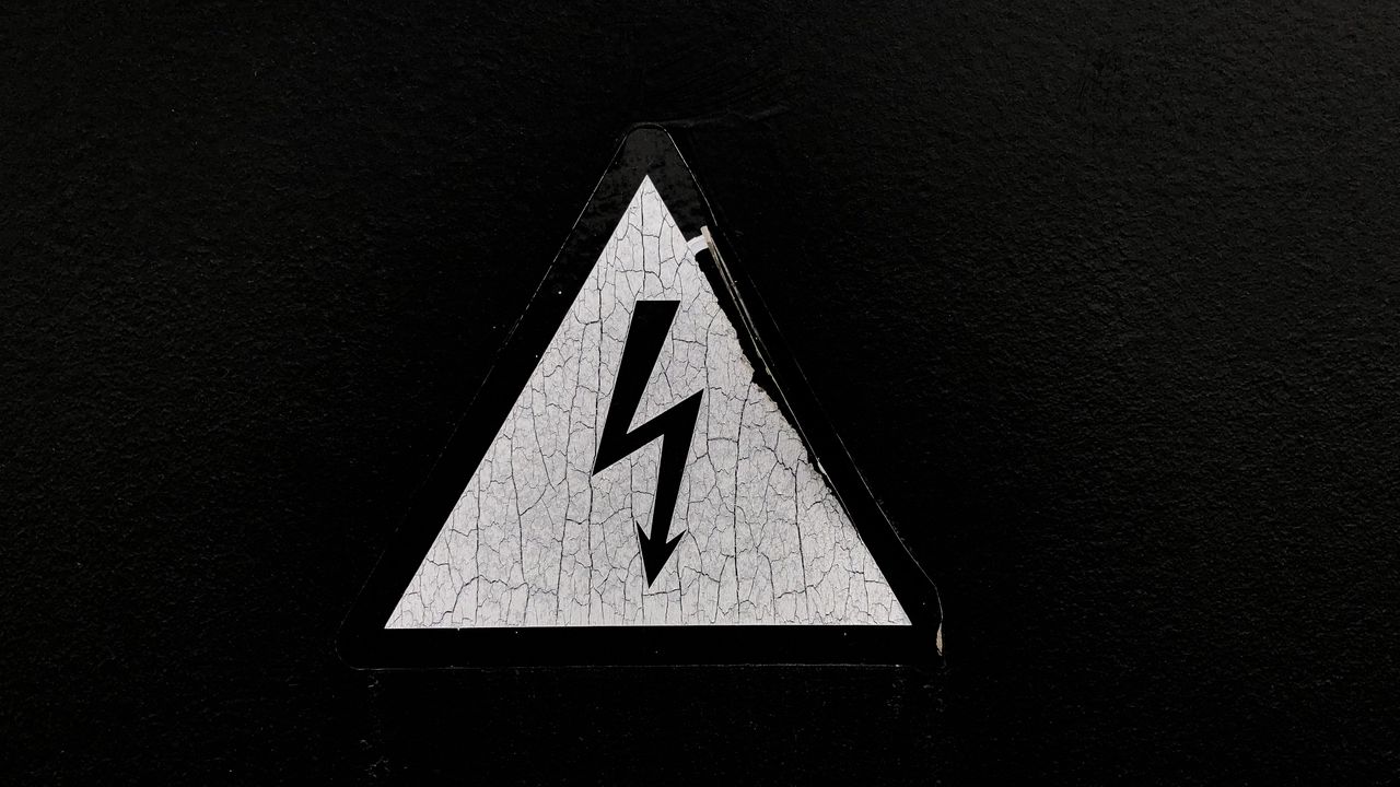 Wallpaper sign, warning, danger, electricity, black and white