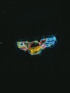 Preview wallpaper sign, wings, neon, backlight, night