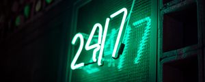 Preview wallpaper signboard, neon, numbers, light, green