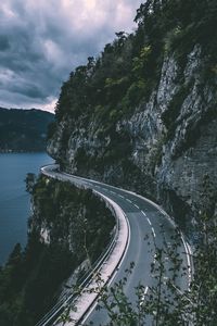 Preview wallpaper sigriswil, switzerland, mountains, road, sea