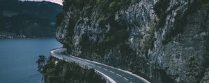 Preview wallpaper sigriswil, switzerland, mountains, road, sea