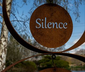 Preview wallpaper silence, sign, word, text, metal
