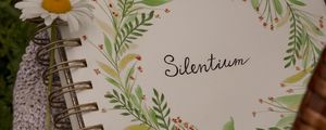 Preview wallpaper silentium, inscription, word, notepad, lettering