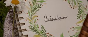 Preview wallpaper silentium, inscription, word, notepad, lettering