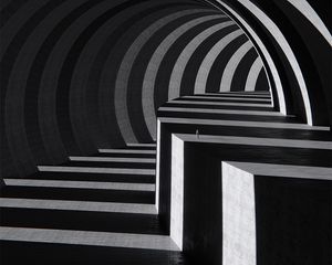 Preview wallpaper silhouette, alone, arch, architecture, black and white
