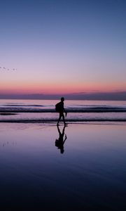 Preview wallpaper silhouette, alone, beach, dark