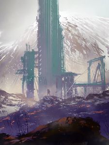 Preview wallpaper silhouette, alone, building, sci-fi, art
