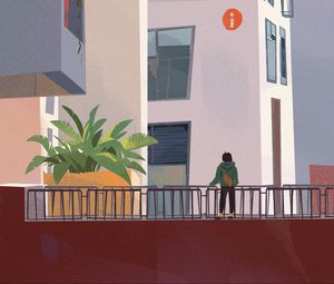 Preview wallpaper silhouette, alone, buildings, art