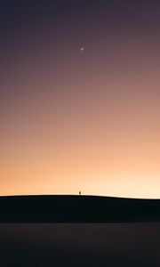 Preview wallpaper silhouette, alone, desert, moon, twilight, minimalism