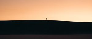 Preview wallpaper silhouette, alone, desert, moon, twilight, minimalism