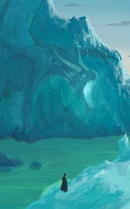 Preview wallpaper silhouette, alone, glacier, ice, art, blue