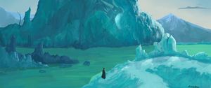 Preview wallpaper silhouette, alone, glacier, ice, art, blue