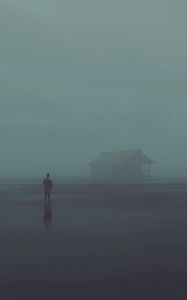 Preview wallpaper silhouette, alone, house, fog