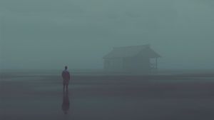 Preview wallpaper silhouette, alone, house, fog