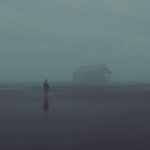 Preview wallpaper silhouette, alone, house, fog