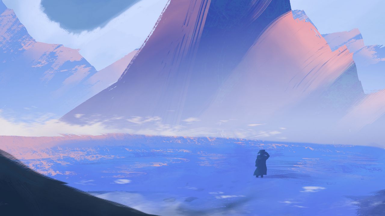 Wallpaper silhouette, alone, mountains, art