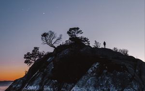 Preview wallpaper silhouette, alone, night, dark