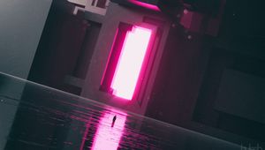 Preview wallpaper silhouette, alone, portal, glow, pink