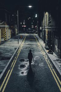 Preview wallpaper silhouette, alone, road, street, night