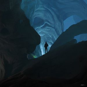 Preview wallpaper silhouette, alone, rocks, art, dark