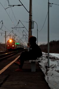 Preview wallpaper silhouette, alone, sad, train, station