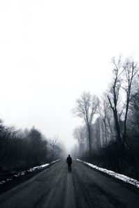 Preview wallpaper silhouette, alone, sad, road, black and white