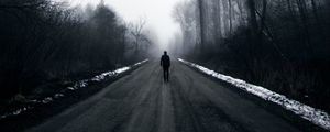 Preview wallpaper silhouette, alone, sad, road, black and white