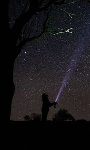 Preview wallpaper silhouette, alone, sky, stars, night, dark