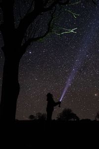 Preview wallpaper silhouette, alone, sky, stars, night, dark