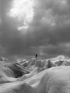 Preview wallpaper silhouette, alone, snow, ice, winter