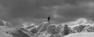 Preview wallpaper silhouette, alone, snow, ice, winter