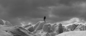 Preview wallpaper silhouette, alone, snow, ice, winter