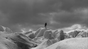 Preview wallpaper silhouette, alone, snow, ice, winter
