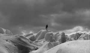 Preview wallpaper silhouette, alone, snow, ice, winter