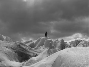 Preview wallpaper silhouette, alone, snow, ice, winter