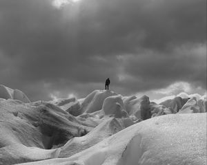 Preview wallpaper silhouette, alone, snow, ice, winter