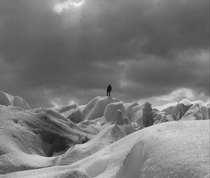 Preview wallpaper silhouette, alone, snow, ice, winter
