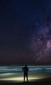 Preview wallpaper silhouette, alone, stars, night, dark