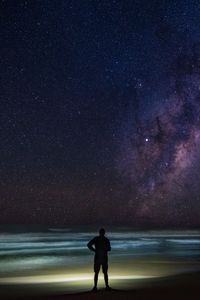 Preview wallpaper silhouette, alone, stars, night, dark