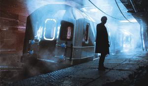 Preview wallpaper silhouette, alone, subway, carriage, apocalypse