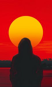 Preview wallpaper silhouette, alone, sunset, art