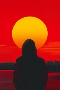 Preview wallpaper silhouette, alone, sunset, art