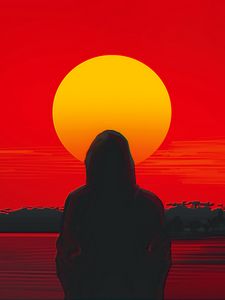 Preview wallpaper silhouette, alone, sunset, art