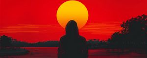 Preview wallpaper silhouette, alone, sunset, art