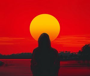 Preview wallpaper silhouette, alone, sunset, art