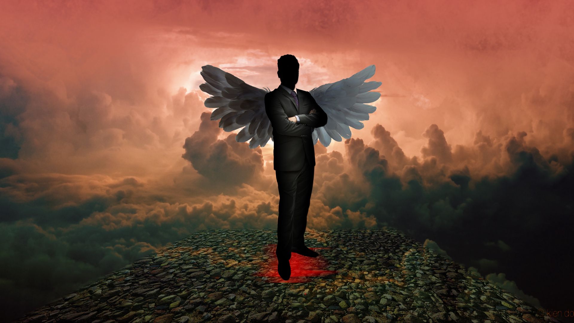 Download Dark Devil And Angel Wings Wallpaper